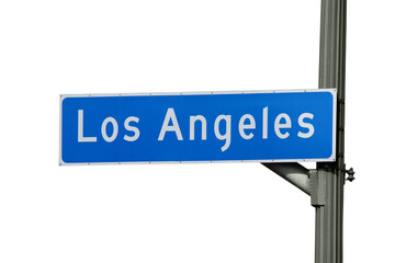 Los Angeles California city street sign with cut out background.