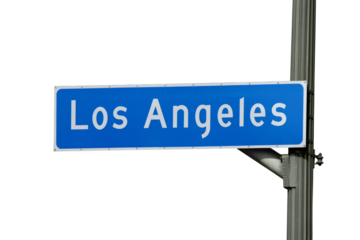 Los Angeles California city street sign with cut out background.
