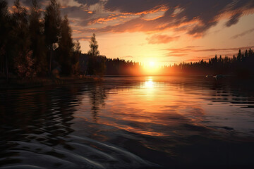 Sonnenaufgang/Sonnenuntergang auf einem See