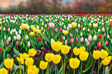 Flower Bed of Tulips Generative Art