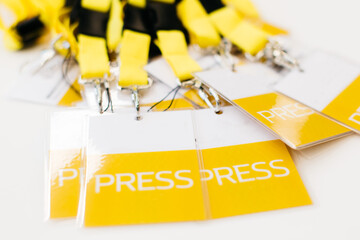 Yellow business press pass id card lanyard badges 
