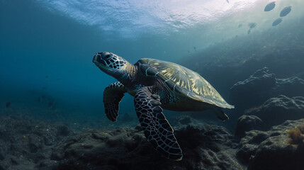 Fototapeta premium sea turtle swimming generative ai