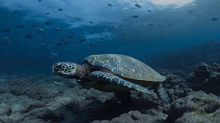 turtle swimming in the sea  generative ai
