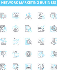 Network marketing business vector line icons set. Network, Marketing, Business, MLM, Direct, Selling, Home-Based illustration outline concept symbols and signs