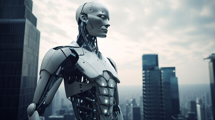 Fototapeta na wymiar Humanoid robot future tech generative ai