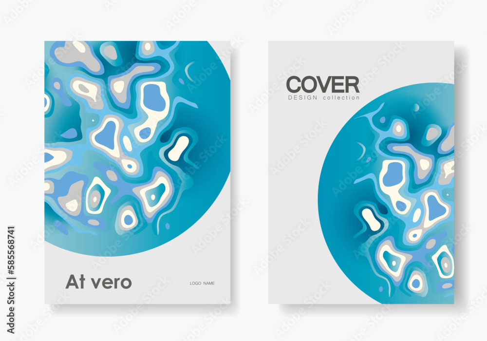 Poster Abstract modern graphic elements. Brochure cover temlates. Dynamical blue forms and sahapes. Vector banners with flowing liquid shapes