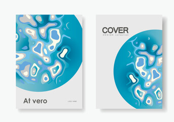 Abstract modern graphic elements. Brochure cover temlates. Dynamical blue forms and sahapes. Vector banners with flowing liquid shapes