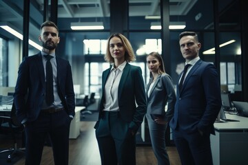 Fototapeta premium Group of multiethnic business people portrait in the office Generative AI