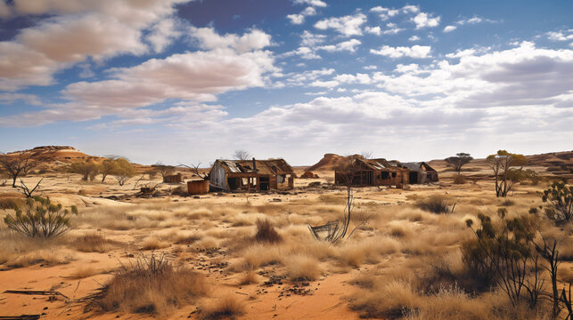 Dry land desert wide scenery generative ai