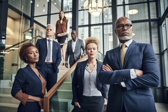 Group of multiethnic business people portrait in the office Generative AI