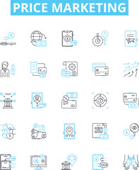Price marketing vector line icons set. Pricing, Marketing, Cost, Strategy, Promotion, Sales, Discounts illustration outline concept symbols and signs