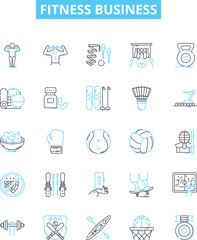Fitness business vector line icons set. Fitness, Business, Exercise, Training, Weight-loss, Nutrition, Health illustration outline concept symbols and signs