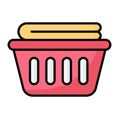 Laundry Basket Line Color Icon