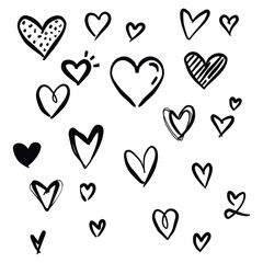 Set of hand drawn hearts on a white background. Cute heart illustrations made with hand EPS Vector