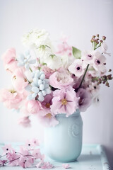 Spring wallpaper background in pastel colors. Generative ai