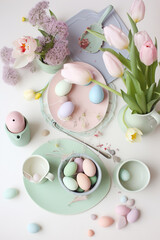 Happy Easter background, pastel colors. Generative ai