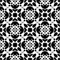  Grunge background with abstract shapes. Black and white texture. Seamless monochrome repeating pattern  for decor, fabric, cloth.