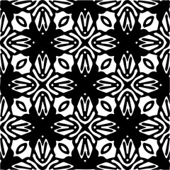 Grunge background with abstract shapes. Black and white texture. Seamless monochrome repeating pattern  for decor, fabric, cloth.