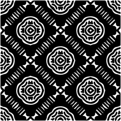 Grunge background with abstract shapes. Black and white texture. Seamless monochrome repeating pattern  for decor, fabric, cloth.