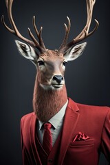 Serious deer - a businessman in a business suit Generative ai