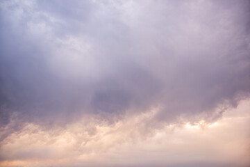 Purple cloud with pink, orange gradient at sunset in the sky. Abstract pastel watercolor background