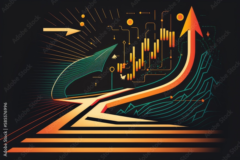 Poster financial and investment data concept. business sales data, progress of business and growth graph pl