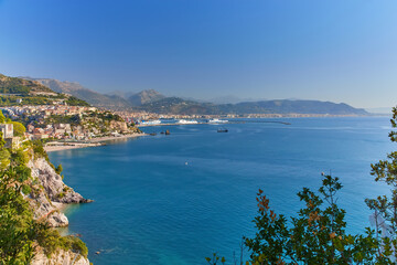 Fototapeta na wymiar View of Salerno and the Gulf of Salerno Italy