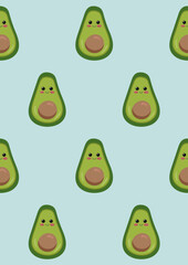 cute pattern with avocado vector