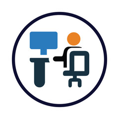 work, office, table, man, computer, office work station icon