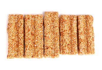 Tasty sesame kozinaki isolated on white background
