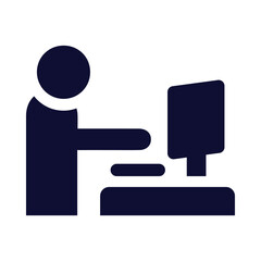 work, office, table, man, computer, office work station icon