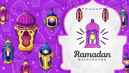 Hand Drawn Ramadan Lanterns Background