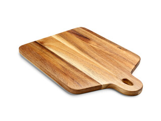 New wooden cutting board on white background