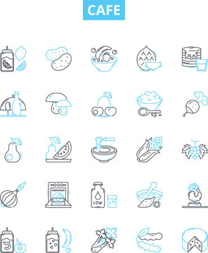 Cafe vector line icons set. Cafe, Coffee, Barista, Espresso, Latte, Cappuccino, Frappuccino illustration outline concept symbols and signs