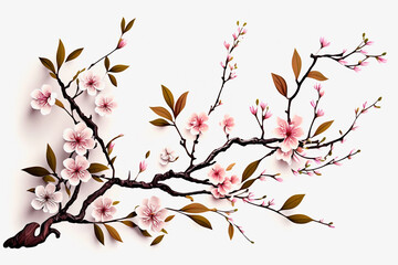 Pink branch blossom in spring , illustration generative AI