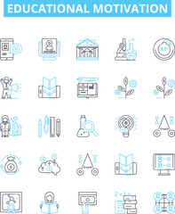 Educational motivation vector line icons set. Learning, Inspiration, Determination, Enthusiasm, Aspiration, Concentration, Creativity illustration outline concept symbols and signs