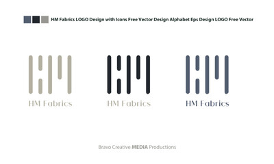HM Fabrics LOGO Design with Icons Free Vector Design Alphabet Eps Design LOGO Free Vector