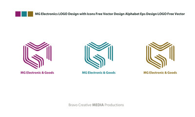 MG Electronics LOGO Design with Icons Free Vector Design Alphabet Eps Design LOGO Free Vector