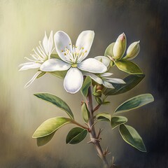 Fototapeta na wymiar Watercolor Painting of a Jasmine Flower