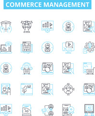Commerce management vector line icons set. Commerce, Management, eCommerce, Business, Trade, Logistics, Retail illustration outline concept symbols and signs