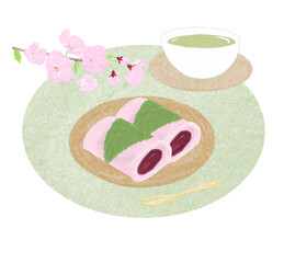 桜餅のイラスト