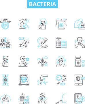 Bacteria vector line icons set. Bacterium, Microbe, Pathogen, Streptococcus, Salmonella, Ecoli, Staphylococcus illustration outline concept symbols and signs