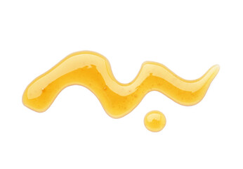 Spilled maple syrup on white background