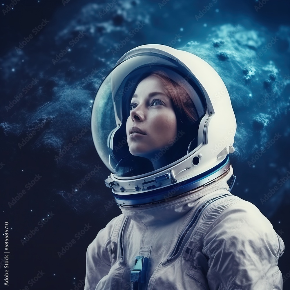 Wall mural an astronaut exploring an alien planet. a high-tech astronaut from the future. generative ai art.