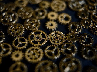 背景素材　綺麗な金色の歯車のアクセサリー