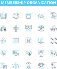 Membership organization vector line icons set. Organisation, Membership, Group, Society, Club, Fraternity, Union illustration outline concept symbols and signs
