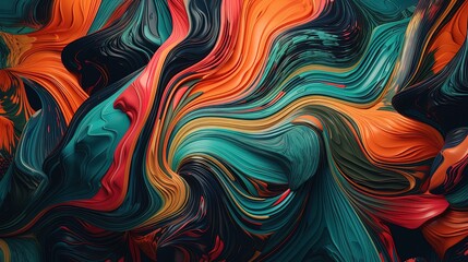 Dynamic 3D abstract background: swirling liquids, splashes, cell shading, vibrant colors, bold outlines, soft lighting, limited animation, 8K resolution, depth of field effect.