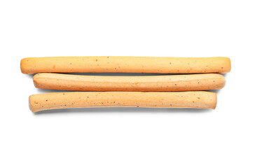 Tasty Italian Grissini on white background