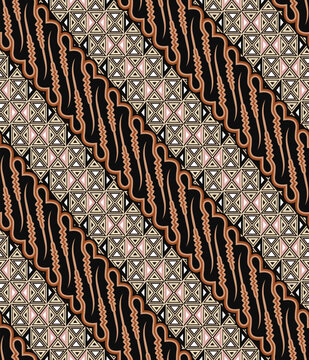 Parang Slobog Batik, Yogyakarta. Javanese traditional batik pattern for background, carpet, wallpaper, clothing, wrapping, fabric, brochure, catalog, magazine, vector illustration.