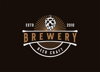 Beer craft creative logo design template. 